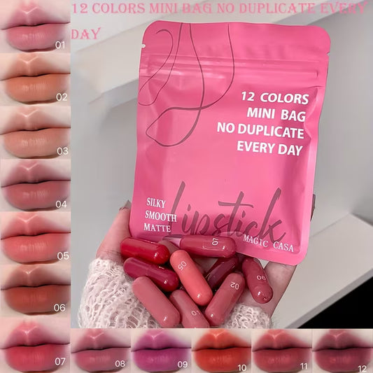 12 MINI LÁPICES LABIALES EN CÁPSULA TEMU