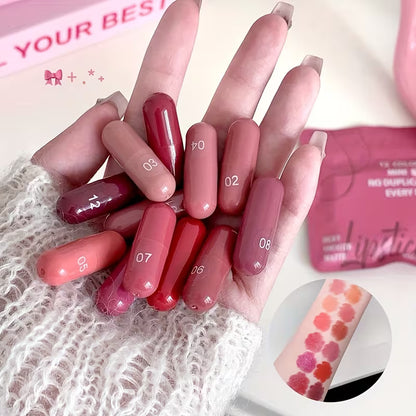 12 MINI LÁPICES LABIALES EN CÁPSULA TEMU